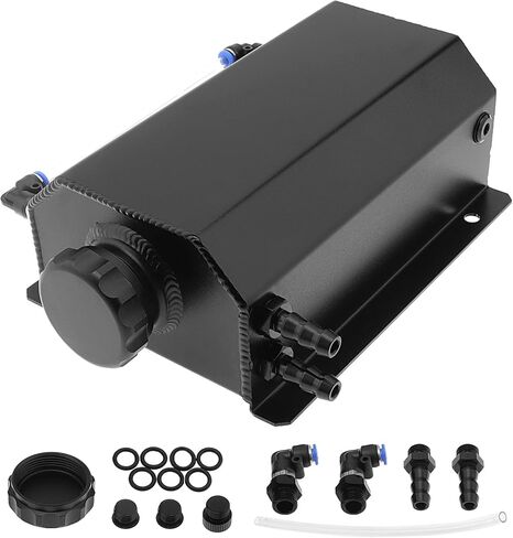 Radiator Overflow Tank 2L Coolant Overflow Tank Universal Coolant Reservoir Tank Polished Aluminum Reservoir Expansion Tank Overflow Tank, Black in Saudi Arabia