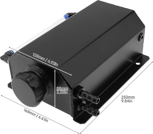 Radiator Overflow Tank 2L Coolant Overflow Tank Universal Coolant Reservoir Tank Polished Aluminum Reservoir Expansion Tank Overflow Tank, Black in Saudi Arabia