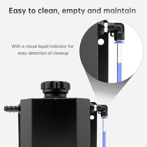 Radiator Overflow Tank 2L Coolant Overflow Tank Universal Coolant Reservoir Tank Polished Aluminum Reservoir Expansion Tank Overflow Tank, Black in Saudi Arabia