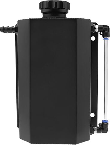 Radiator Overflow Tank 2L Coolant Overflow Tank Universal Coolant Reservoir Tank Polished Aluminum Reservoir Expansion Tank Overflow Tank, Black in Saudi Arabia