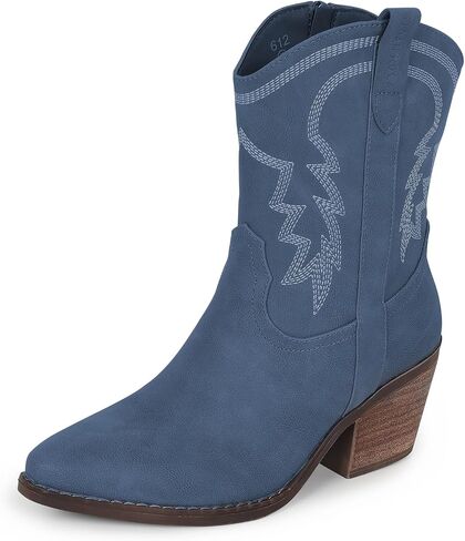 Cowboy Boot for Women,Western Embroidered Cowgirl Booties with Pointed Toe Side Chunky Heel Zipper Women Ankle Booties in Saudi Arabia