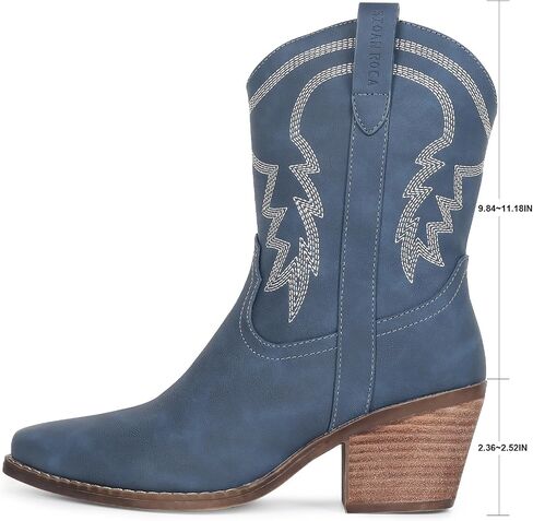 Cowboy Boot for Women,Western Embroidered Cowgirl Booties with Pointed Toe Side Chunky Heel Zipper Women Ankle Booties in Saudi Arabia