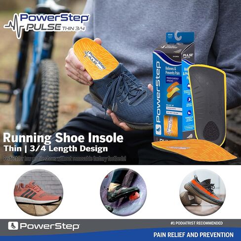 PowerStep Pulse Thin Orthotics - Arch Support Inserts + Pain Relief for Cleats & Tight Running Shoes - Insoles for Plantar Fasciitis, Mild Pronation, and Shin Splints in Saudi Arabia