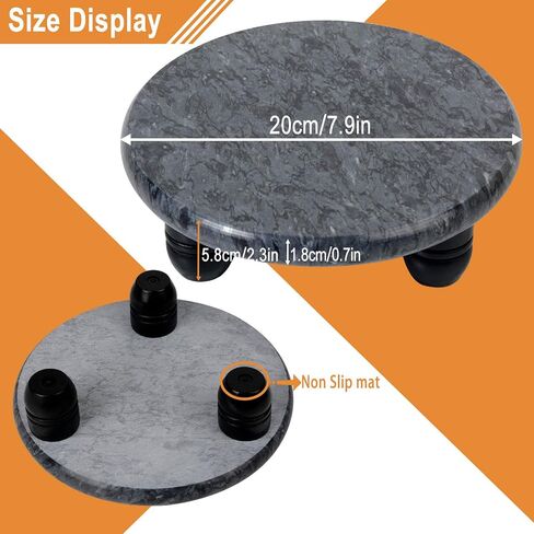 Decorative Round Marble Riser for Display,Marble Pedestal Tray for Home,Kitchen and Bathroom Countertop Organizer Counter Decor Tray.The Decorative Tray Non-slip,Stable（Black Gray） in Saudi Arabia