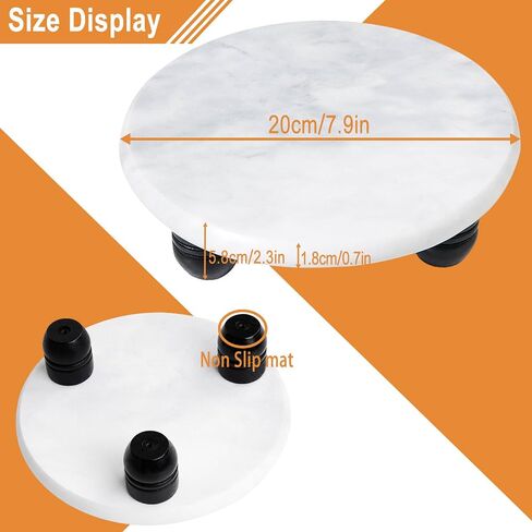 Decorative Round Marble Riser for Display,Marble Pedestal Tray for Home,Kitchen and Bathroom Countertop Organizer Counter Decor Tray.The Decorative Tray Non-slip,Stable（Black Gray） in Saudi Arabia