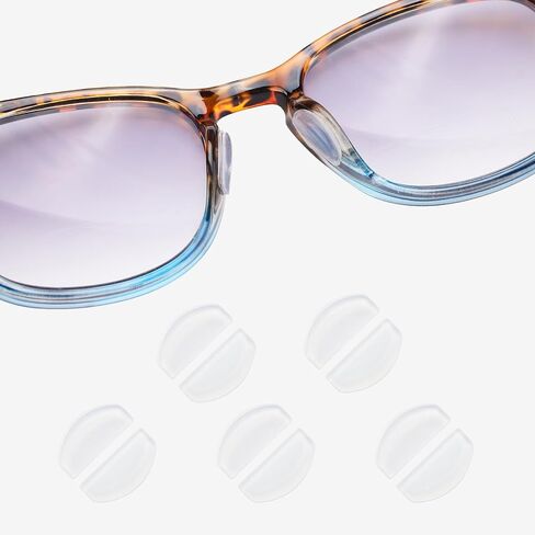Eyeglass Nose Pads, 2mm Thk., Anti Slip Soft Adhesive Silicone Nose Pads with Super Sticky Backing, Glasses Nose Pad for Glasses, Sunglasses and Eye Wear (5 Pairs Clear) in Kuwait