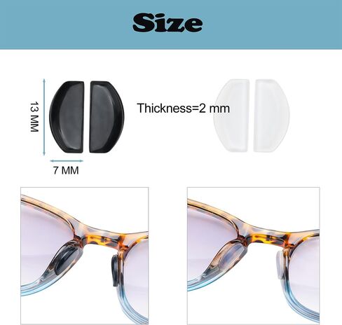 Eyeglass Nose Pads, 2mm Thk., Anti Slip Soft Adhesive Silicone Nose Pads with Super Sticky Backing, Glasses Nose Pad for Glasses, Sunglasses and Eye Wear (5 Pairs Clear) in Kuwait