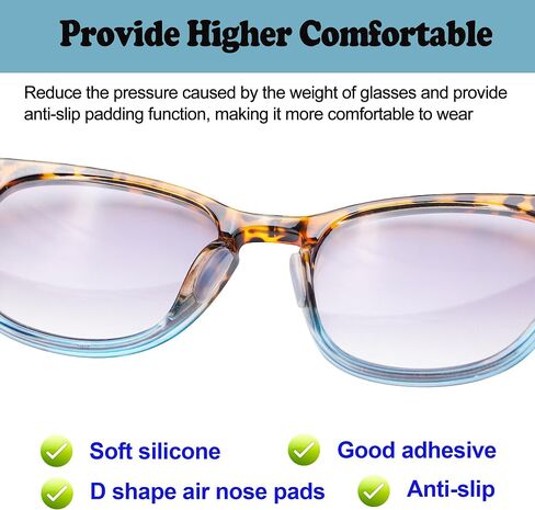 Eyeglass Nose Pads, 2mm Thk., Anti Slip Soft Adhesive Silicone Nose Pads with Super Sticky Backing, Glasses Nose Pad for Glasses, Sunglasses and Eye Wear (5 Pairs Clear) in Kuwait