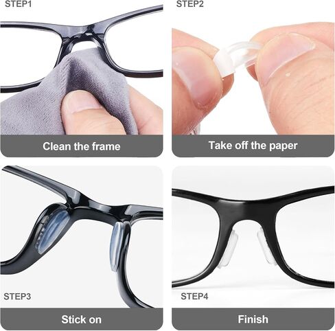 Eyeglass Nose Pads, 2mm Thk., Anti Slip Soft Adhesive Silicone Nose Pads with Super Sticky Backing, Glasses Nose Pad for Glasses, Sunglasses and Eye Wear (5 Pairs Clear) in Kuwait