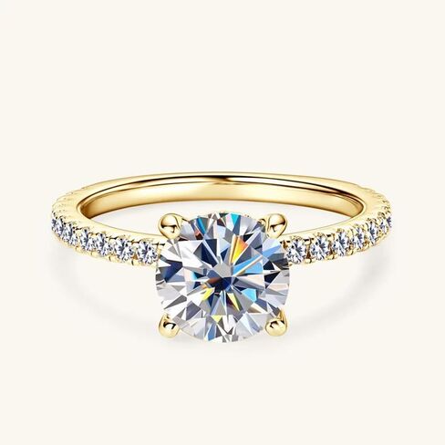 D VVS1 خاتم الخطوبة Moissanite 2 قيراط ، حلقات وعد Solitaire مستديرة لها ، 925 Sterling Silver Moissanite Rings للنساء in Kuwait
