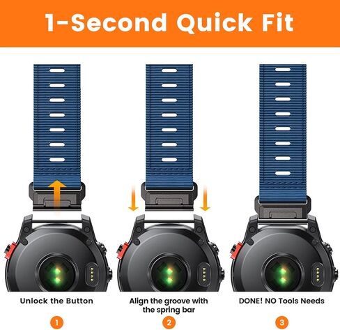 متوافق مع Garmin Fenix ​​5X/7X/Tactix 7 pro، سوار ساعة Quickfit من النايلون مقاس 26 مم لـ Garmin Fenix ​​3/3 HR، Fenix ​​5X Plus/6X/6X Pro/Tactix/Descent MK1/D2 Delta PX/D2 Charlie، أسود in Kuwait