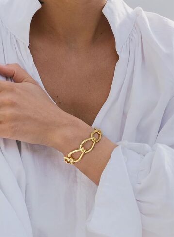 Chunky Stretch Bangles Bracelets for Women Trendy Wide Elastic Gold Bracelet Flexible Link Chain Bracelets in Saudi Arabia