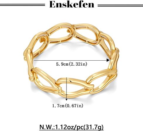Chunky Stretch Bangles Bracelets for Women Trendy Wide Elastic Gold Bracelet Flexible Link Chain Bracelets in Saudi Arabia
