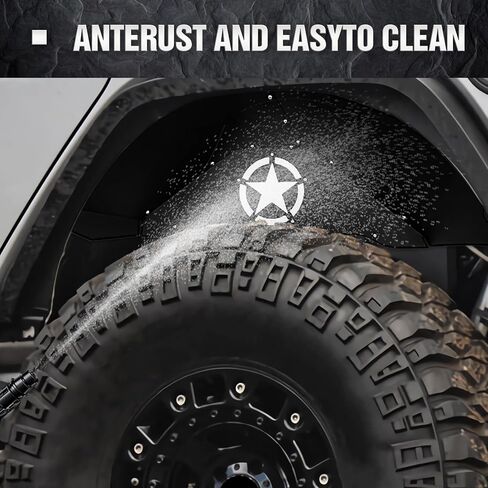 for Wrangler JK Rear Inner Fender Liners Back Wheel Well Cover Compatible with 2007-2018 Jeep Wrangler JK & JKU Unlimited 2/4 Doors, Lightning Style Steel Mud Guards Fender Flare Liners (2 PCS) in Kuwait