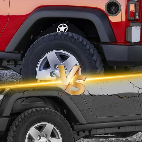 for Wrangler JK Rear Inner Fender Liners Back Wheel Well Cover Compatible with 2007-2018 Jeep Wrangler JK & JKU Unlimited 2/4 Doors, Lightning Style Steel Mud Guards Fender Flare Liners (2 PCS) in Kuwait