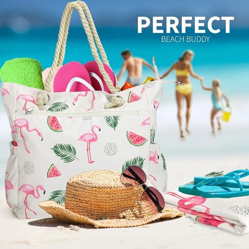 Beach Bag Spacious Shoulder Tote Travel & Gym Bag w/Multiple Pockets & Strong Zipper in Kuwait