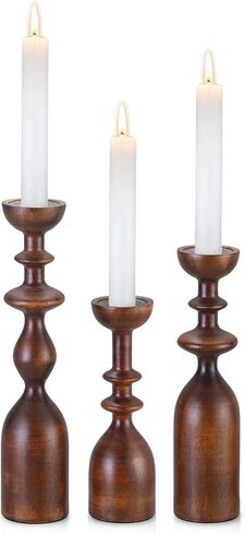 HOWSILAY Candle Holder Wood Candle Holders for Table Centerpiece Candlestick Holders Modern Farmhouse Decor Candlesticks fits 3/4" or 7/8" Taper Candle and Dia 1.5" Led Tea Lights or Pillar Candles in Saudi Arabia