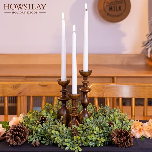HOWSILAY Candle Holder Wood Candle Holders for Table Centerpiece Candlestick Holders Modern Farmhouse Decor Candlesticks fits 3/4" or 7/8" Taper Candle and Dia 1.5" Led Tea Lights or Pillar Candles in Saudi Arabia