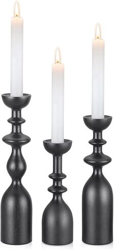 HOWSILAY Candle Holder Wood Candle Holders for Table Centerpiece Candlestick Holders Modern Farmhouse Decor Candlesticks fits 3/4" or 7/8" Taper Candle and Dia 1.5" Led Tea Lights or Pillar Candles in Saudi Arabia