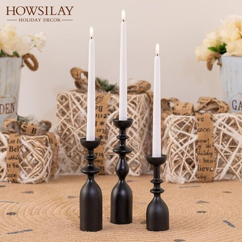 HOWSILAY Candle Holder Wood Candle Holders for Table Centerpiece Candlestick Holders Modern Farmhouse Decor Candlesticks fits 3/4" or 7/8" Taper Candle and Dia 1.5" Led Tea Lights or Pillar Candles in Saudi Arabia
