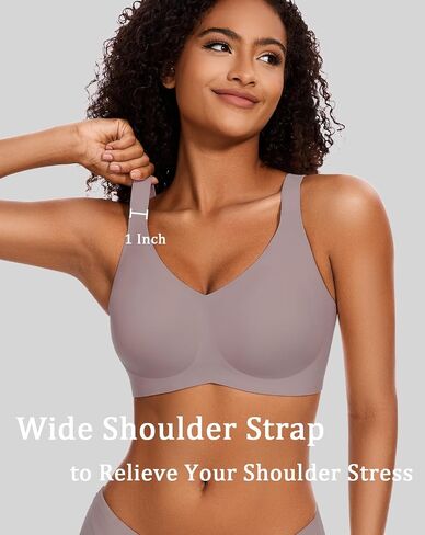 Womens Seamless Wireless Supportive Bra Push Up Comfort Full Coverage No Underwire T-Shirt Bra in Saudi Arabia