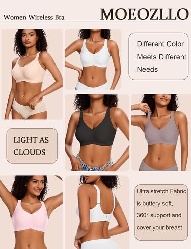 Womens Seamless Wireless Supportive Bra Push Up Comfort Full Coverage No Underwire T-Shirt Bra in Saudi Arabia