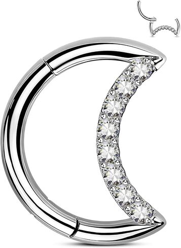 حلقات التيتانيوم الحاجز 16G القمر الحاجز المجوهرات واضحة CZ Rook Daith Jewelry in Kuwait