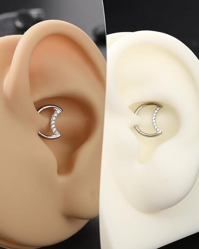 Titanium Septum Rings 16G Moon Septum Daith Jewelry Clear CZ Rook Daith Piercing Jewelry in Saudi Arabia