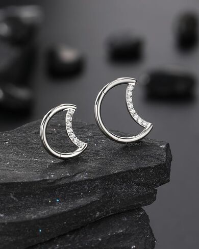 Titanium Septum Rings 16G Moon Septum Daith Jewelry Clear CZ Rook Daith Piercing Jewelry in Saudi Arabia
