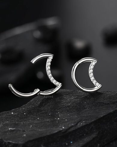 Titanium Septum Rings 16G Moon Septum Daith Jewelry Clear CZ Rook Daith Piercing Jewelry in Saudi Arabia