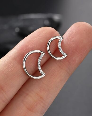 Titanium Septum Rings 16G Moon Septum Daith Jewelry Clear CZ Rook Daith Piercing Jewelry in Saudi Arabia