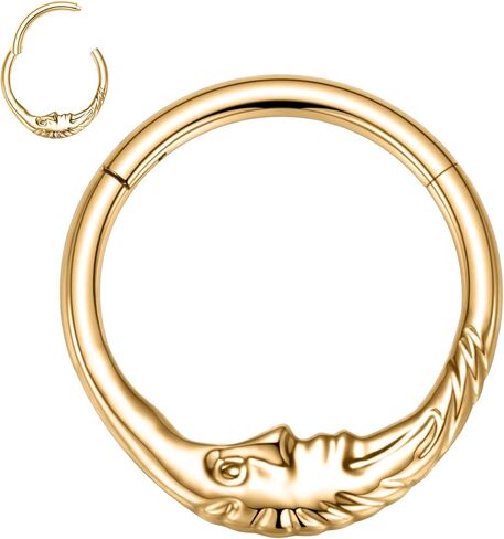 FUNLMO 16G Crescent Moon Face Septum Ring Nose Ring Daith Piercing Jewelry 316L Surgical Steel Septum Jewelry Unique Helix Tragus Piercing Jewelry Cartilage Earring in Saudi Arabia