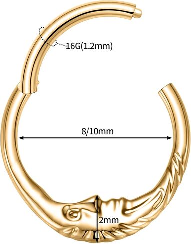 FUNLMO 16G Crescent Moon Face Septum Ring Nose Ring Daith Piercing Jewelry 316L Surgical Steel Septum Jewelry Unique Helix Tragus Piercing Jewelry Cartilage Earring in Saudi Arabia