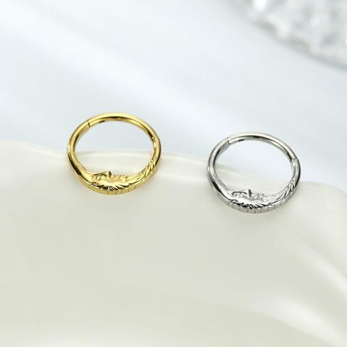 FUNLMO 16G Crescent Moon Face Septum Ring Nose Ring Daith Piercing Jewelry 316L Surgical Steel Septum Jewelry Unique Helix Tragus Piercing Jewelry Cartilage Earring in Saudi Arabia