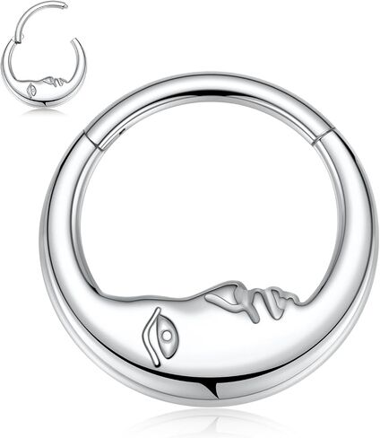funlmo 16g القمر الهلال وجه الحاجز حلقة الأنف خاتم daith مجوهرات 316L من الصلب الجراحي الحاجز المجوهرات in Saudi Arabia