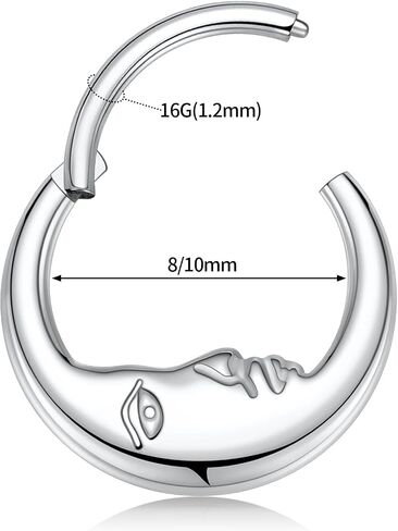 funlmo 16g القمر الهلال وجه الحاجز حلقة الأنف خاتم daith مجوهرات 316L من الصلب الجراحي الحاجز المجوهرات in Saudi Arabia