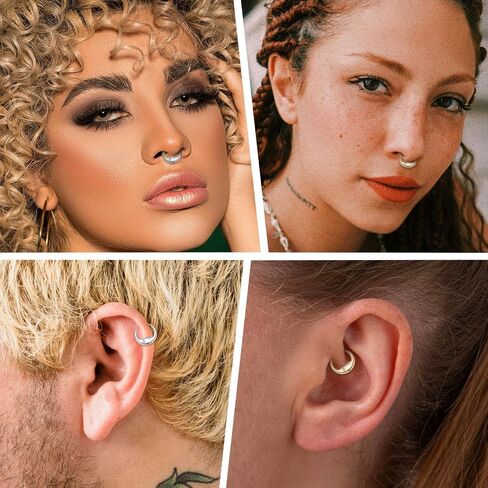 funlmo 16g القمر الهلال وجه الحاجز حلقة الأنف خاتم daith مجوهرات 316L من الصلب الجراحي الحاجز المجوهرات in Saudi Arabia