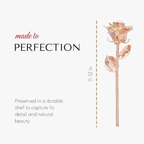 Forever Rose in Leather Case Bundle | A Genuine, One of A Kind Real Hand Dipped Rose Gold in Luxury Leather Case with LED Lights, Unique & Everlasting Rose Gold Roses Gift for Women & Men in Saudi Arabia