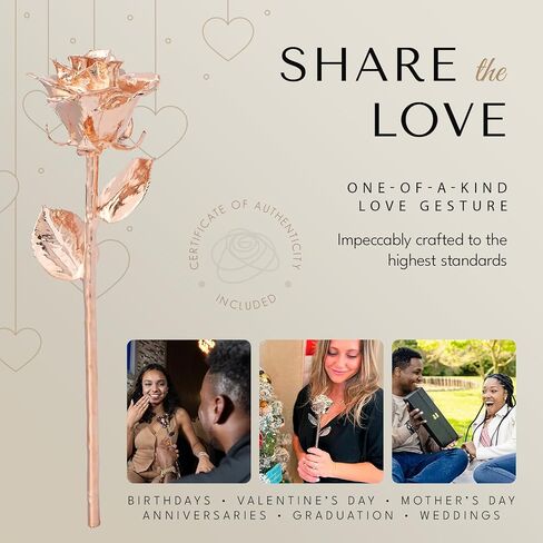 Forever Rose in Leather Case Bundle | A Genuine, One of A Kind Real Hand Dipped Rose Gold in Luxury Leather Case with LED Lights, Unique & Everlasting Rose Gold Roses Gift for Women & Men in Saudi Arabia