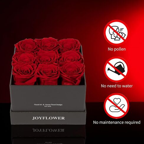 Joyflower المحفوظة في الصندوق ، الورود الحقيقية إلى الأبد هدية عيد الأم لأمي جدة ، والروود الأبدية الحمر in Kuwait