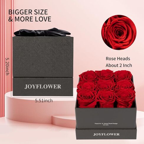 Joyflower المحفوظة في الصندوق ، الورود الحقيقية إلى الأبد هدية عيد الأم لأمي جدة ، والروود الأبدية الحمر in Kuwait