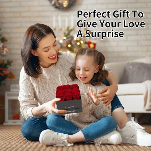 Joyflower المحفوظة في الصندوق ، الورود الحقيقية إلى الأبد هدية عيد الأم لأمي جدة ، والروود الأبدية الحمر in Kuwait