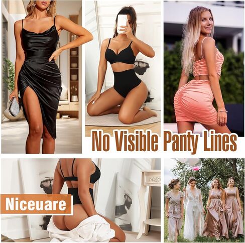 Niceuare 2 Pack Tummy Control Shapewear Thong Women Body Shaper Underwear High-waisted Sculpting Thong Fupa Control Panties in Saudi Arabia