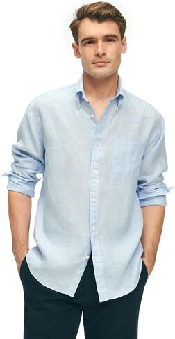 Brooks Brothers Men's Irish Linen Long Sleeve Sport Shirt in Saudi Arabia