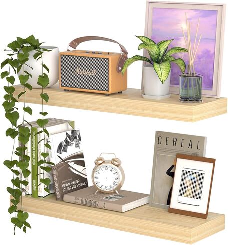 AZSKY 16 Inch White Floating Shelf, Floating Book Shelves for Wall, 6.7Inch Deep Floating Shelves, Wood Wall Shelves Wall Mounted Decor Storage for Bathroom, Living Room, Bedroom, Kitchen in Kuwait