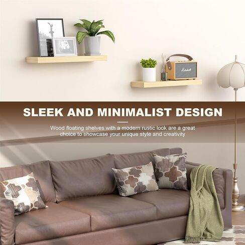 AZSKY 16 Inch White Floating Shelf, Floating Book Shelves for Wall, 6.7Inch Deep Floating Shelves, Wood Wall Shelves Wall Mounted Decor Storage for Bathroom, Living Room, Bedroom, Kitchen in Kuwait