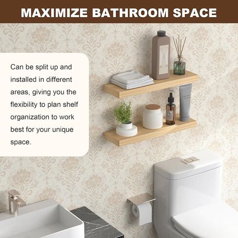 AZSKY 16 Inch White Floating Shelf, Floating Book Shelves for Wall, 6.7Inch Deep Floating Shelves, Wood Wall Shelves Wall Mounted Decor Storage for Bathroom, Living Room, Bedroom, Kitchen in Kuwait