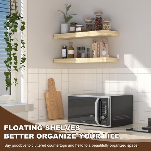 AZSKY 16 Inch White Floating Shelf, Floating Book Shelves for Wall, 6.7Inch Deep Floating Shelves, Wood Wall Shelves Wall Mounted Decor Storage for Bathroom, Living Room, Bedroom, Kitchen in Kuwait