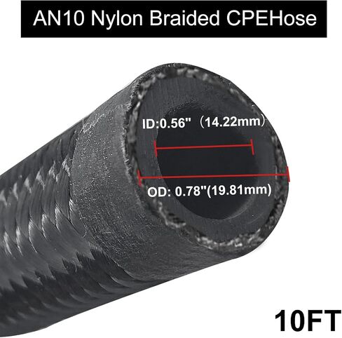 خط وقود 10AN ، AN10 مضفر خرطوم الوقود نايلون CPE 10ft أسود in Kuwait