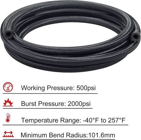 خط وقود 10AN ، AN10 مضفر خرطوم الوقود نايلون CPE 10ft أسود in Kuwait